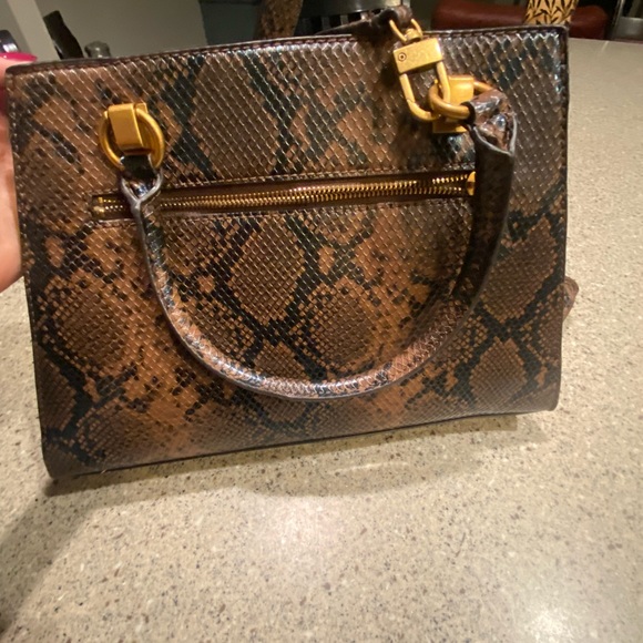 Guess Faux Python  Leather Satchel with matching wallet - Picture 4 of 16